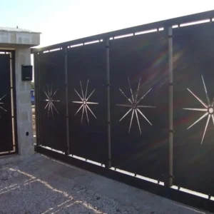sliding laser cut garage gate