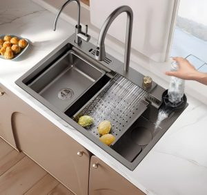 Black Waterfall Kitchen Sink
