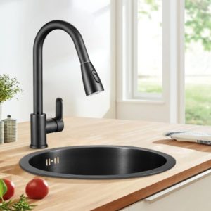 Round Black Undermount Kitchen Sink